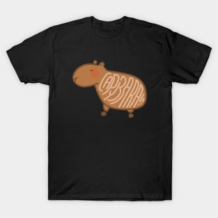 Cute Capybara Lettering Illustration T-Shirt